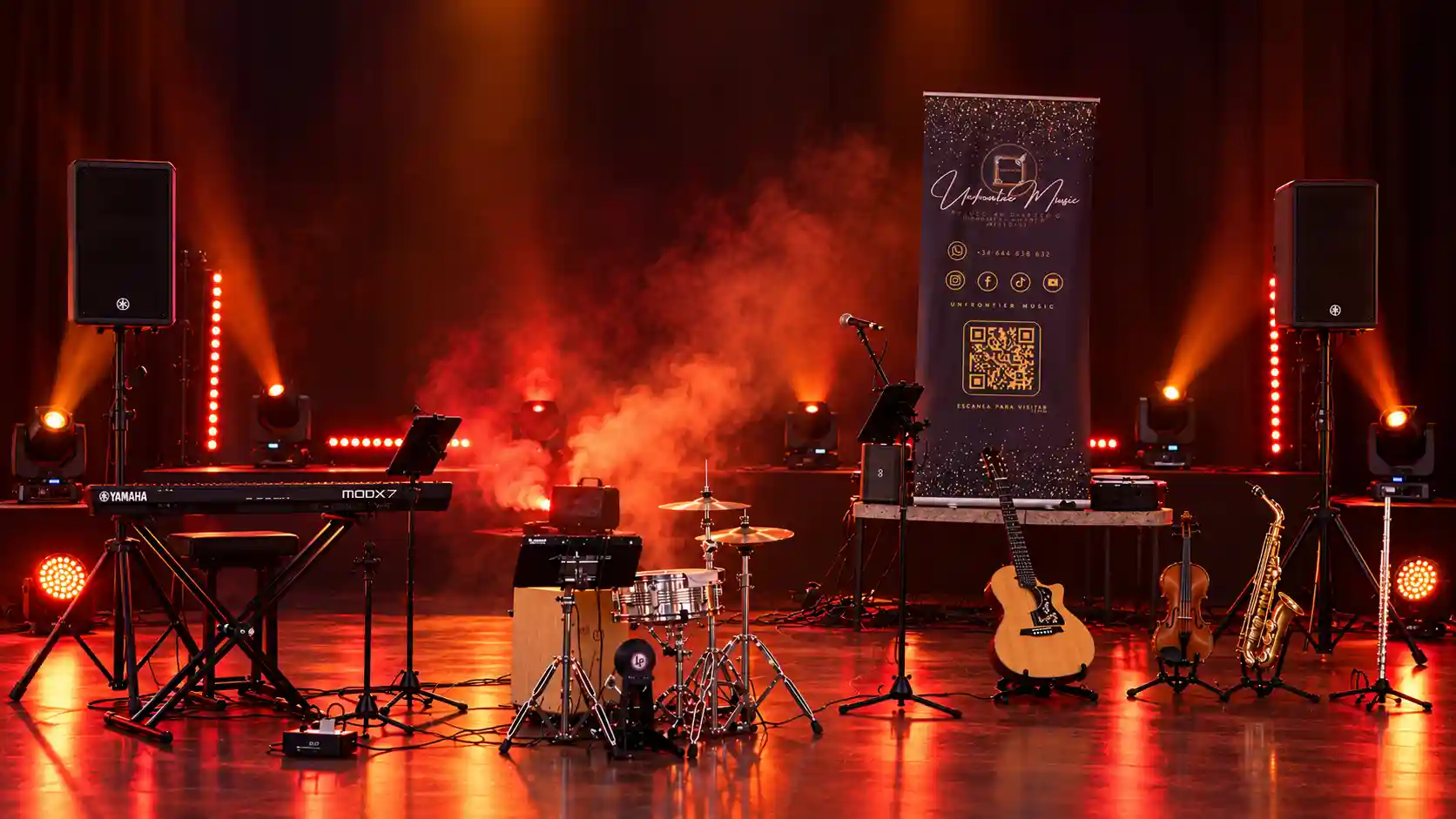 Montaje de Unfrontier Music con sonido profesional e iluminación escénica
